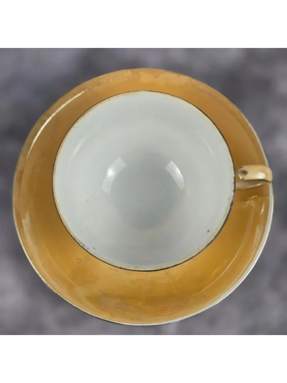 Vintage Peach Lusterware Demitasse Cup Saucer Two Ladies Child Made in Japan